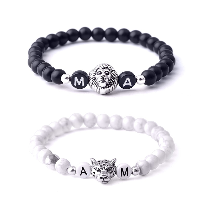 Par armbånd yin yang natursten sort onyx hvid turkis perler armbånd til kvinder mænd smykker pulseira feminin