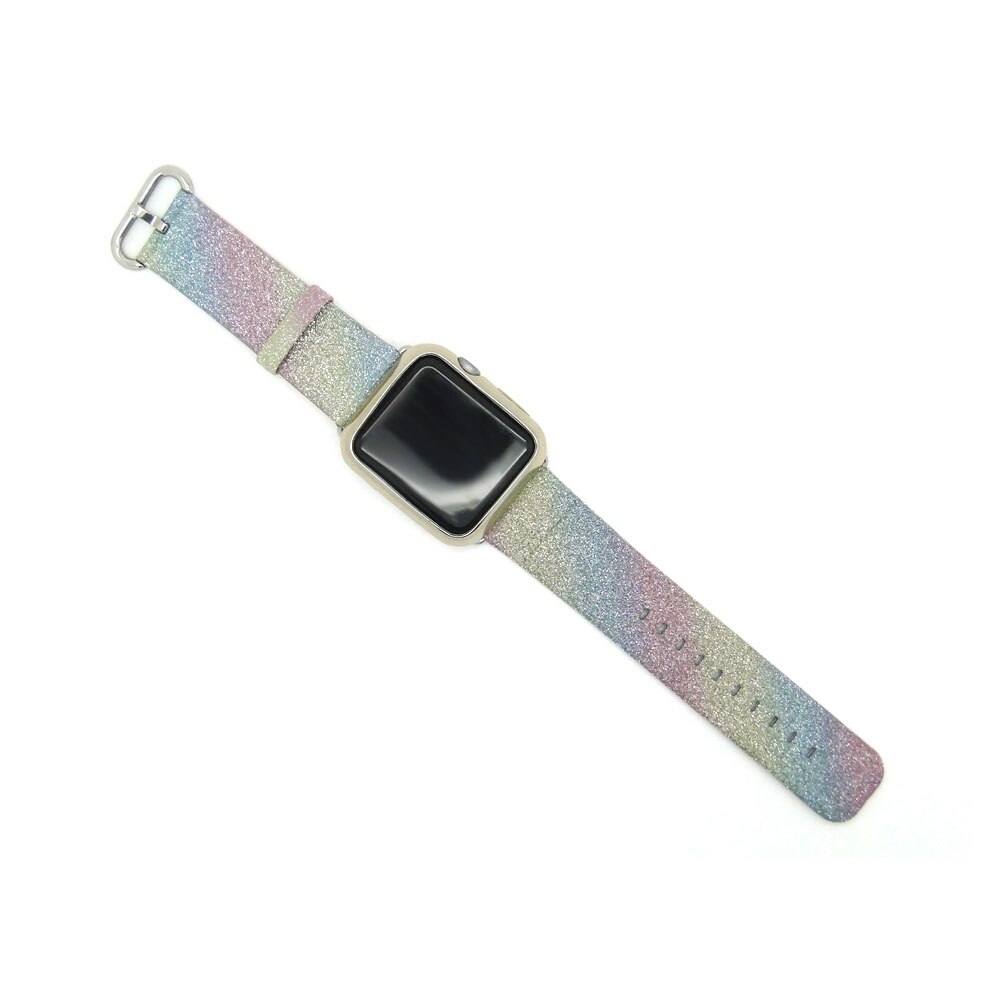 Bling Glitter PU Leder Handgelenk Gurt Für Apple Uhr Band Für iWatch Serie 4 3 2 1 44mm 40mm 42mm 38mm Ersatz Armband: Colorful / 42mm and 44mm