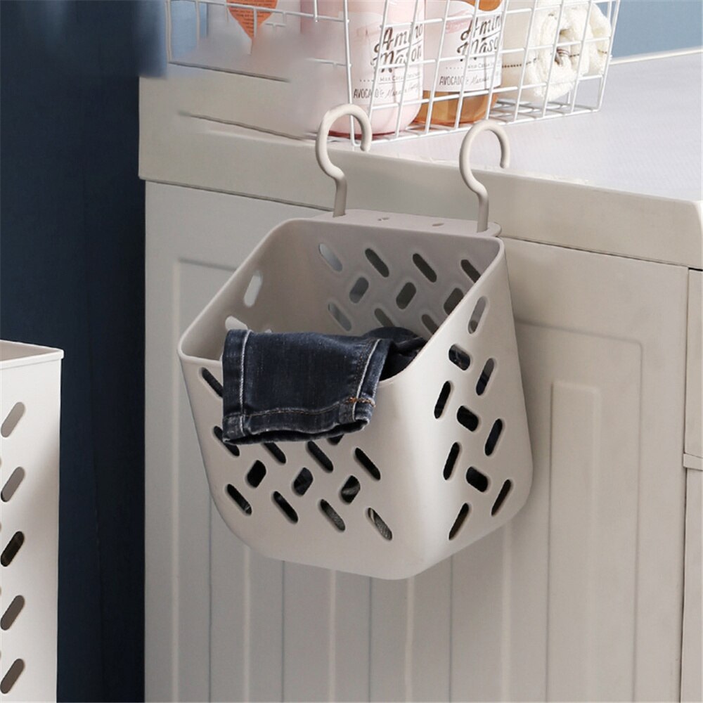 Silicone Laundry Basket Extensible Clothing Storage Boxes Folding Underwear Organizers Wall Mounted Bathroom Collection Cases: S Gray
