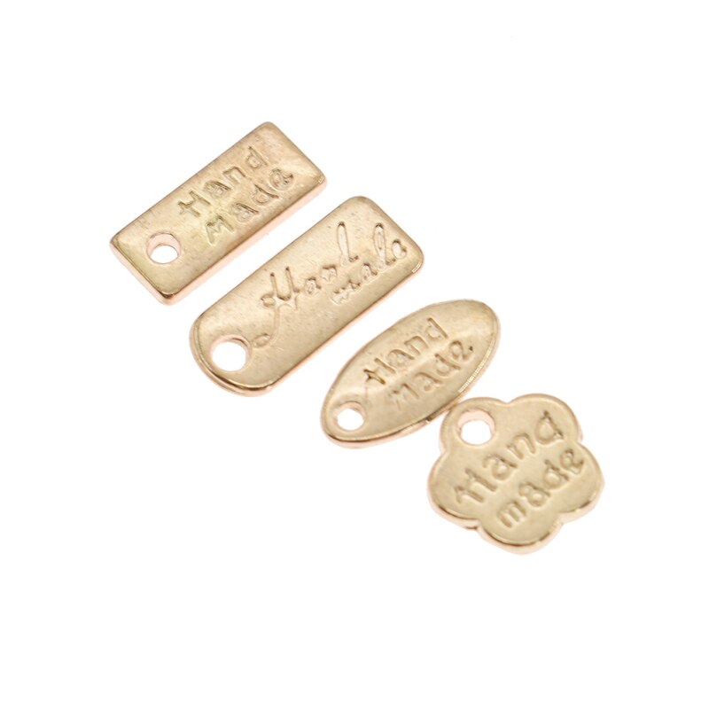 Guld handgjorda 100 st / pack sömnad plagg etiketter för kvinnor diy kläder väska hantverk taggar dekor tillbehör