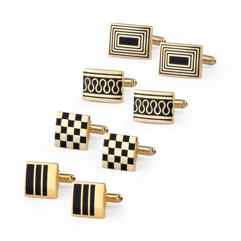 Juego de 4 pares de gemelos para hombre, recuerdos de boda, para padrinos de boda, camisa para hombre, gemelos con caja, joyería de lujo, pinzas para corbata: Con recubrimiento de titanio