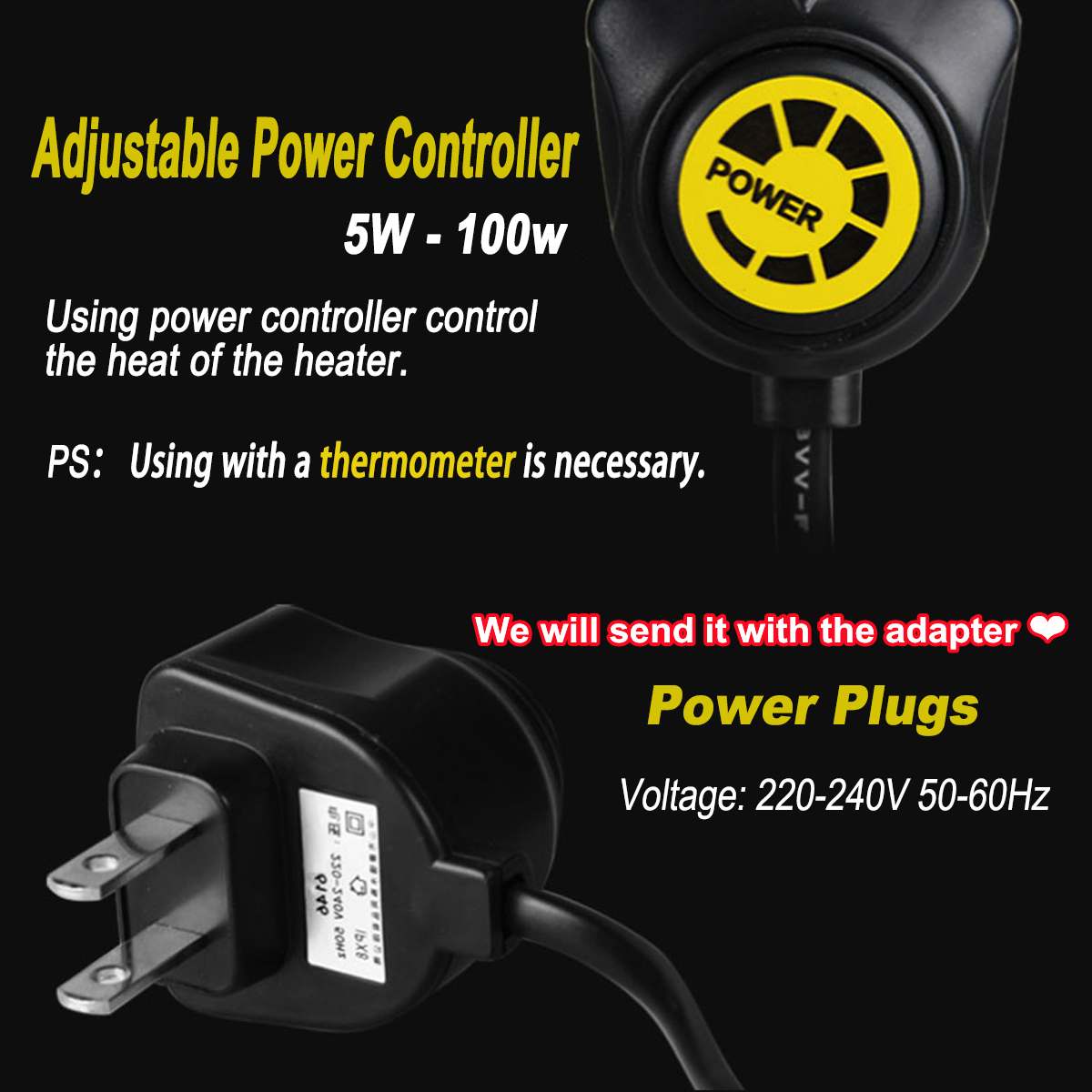 220V mini riscaldatore per acquario regolabile sommergibile tartaruga serbatoio di pesce scaldabagno aste di riscaldamento a temperatura costante dell'acqua 20W-100W