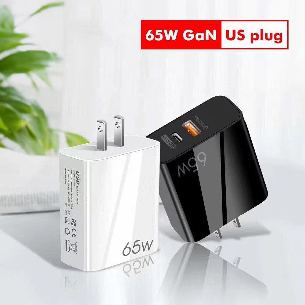 65W GaN caricabatterie USB C adattatore Multi estensione PD 3.0 per Iphone 13,12 MacBook Laptop Wall Charge UK US EU Plug Charge Port