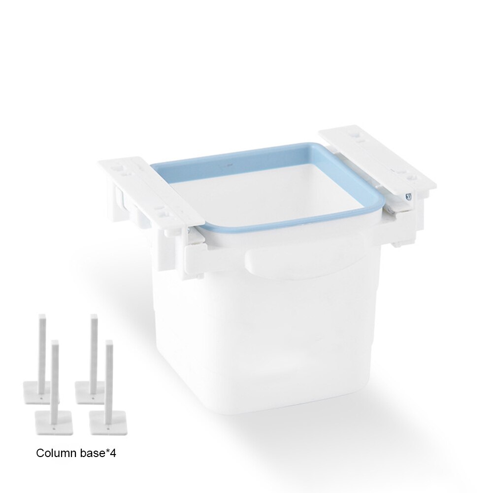 1Pc Durable Plastic Hidden Retractable Office Desk Home Adhesive Dustbin Trash Can Garbage Waste Bin Easy to Install: White