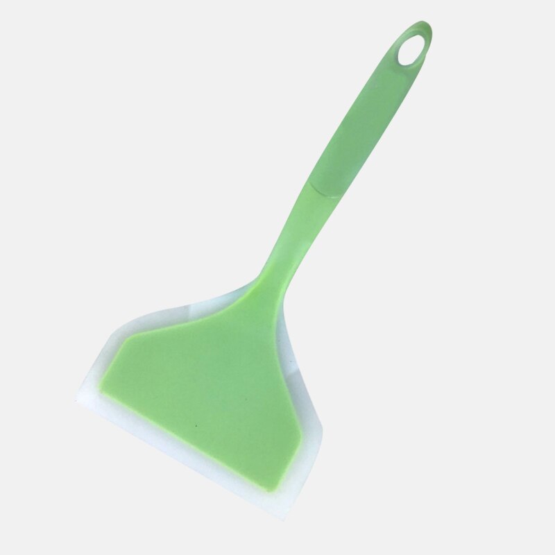 Rascador de cocina antiadherente, pala ancha de silicona, para carne, huevo, Pizza, espátulas, utensilios de cocina para el hogar: green