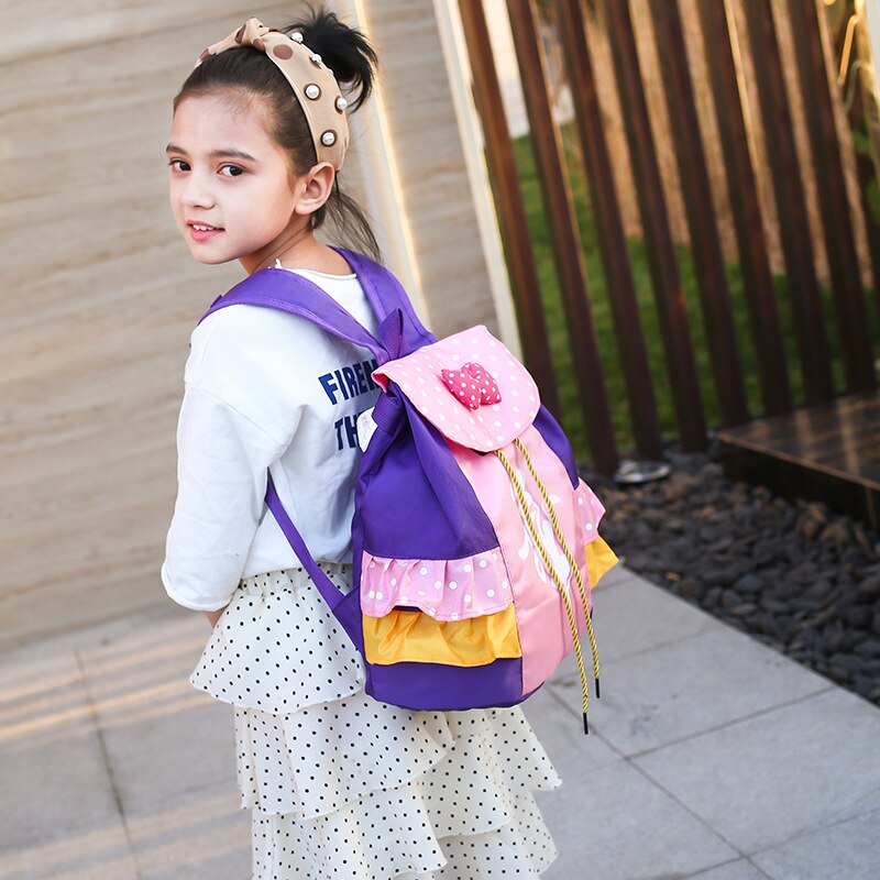 Rosa Kinder Mädchen Ballett Dance Tasche Studenten Schule Rucksack Dot Bogen Spitze Tiered Rüschen Kinder Schule Taschen Mädchen Rucksack Licht