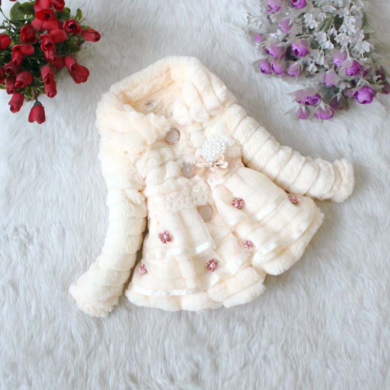 Børn vinter imiteret pels fleecejakker til piger frakker overalls børn babytøj vindjakke tykt overtøj: Gul