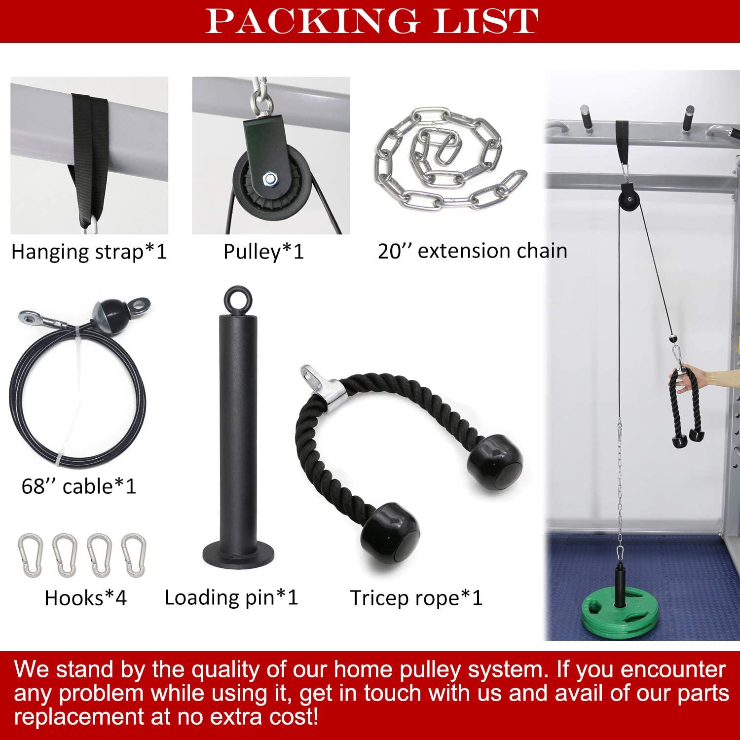 Fitness Cable Pulley System Set Weight Strength Training Equipment Wire Rope Loading Pin Rack Accessories LAT Pull Down Home Gym