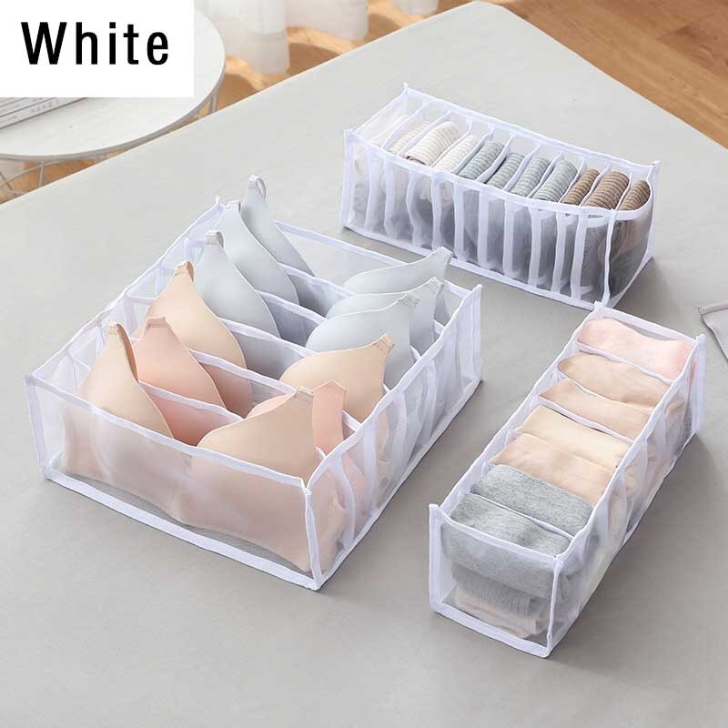 Organizadores de cajones para ropa interior, cajas organizadoras para sujetar ropa, calcetines, estantes para guardarropa, armario de almacenamiento, ropa interior: 3PCS White