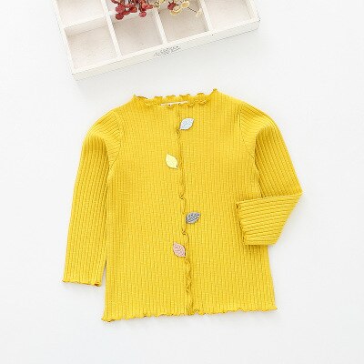 lente meisje dieptepunt shirt katoen kinderkleding: YELLOW / 18m