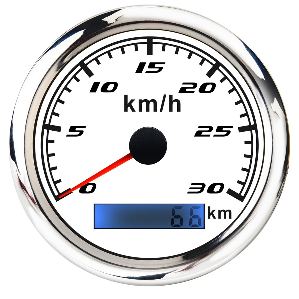 Hd 60 Km/h Gps Snelheidsmeter Kilometerteller 85Mm Gauge 120 200 Km/h Zonder Gps Antenne Voor Marine Boot Auto atv Truck Rode Backlight: white 30km