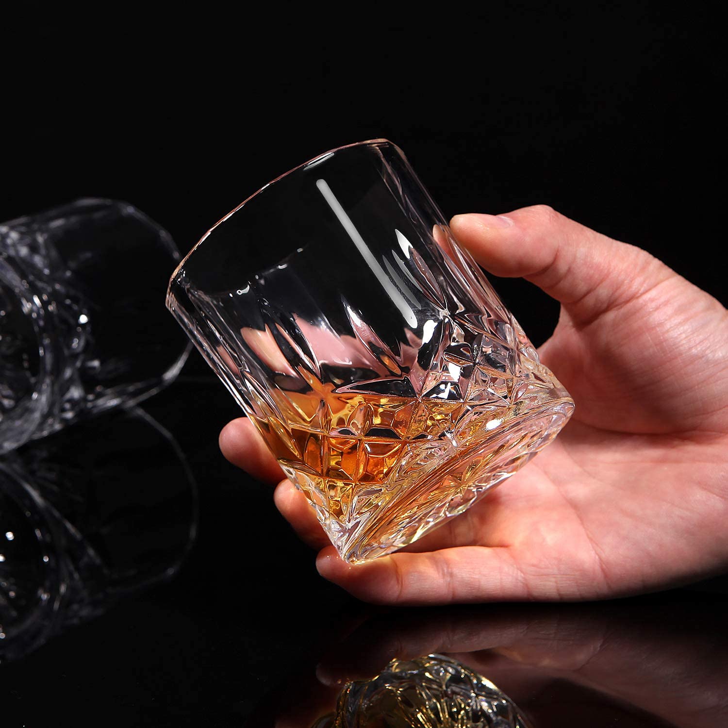 Premium Lead Free Crystal Whiskey Glasses,10oz Rock Style Old Fashioned Glasses Perfect for Scotch,Cognac, Bourbon, Irish Whisky