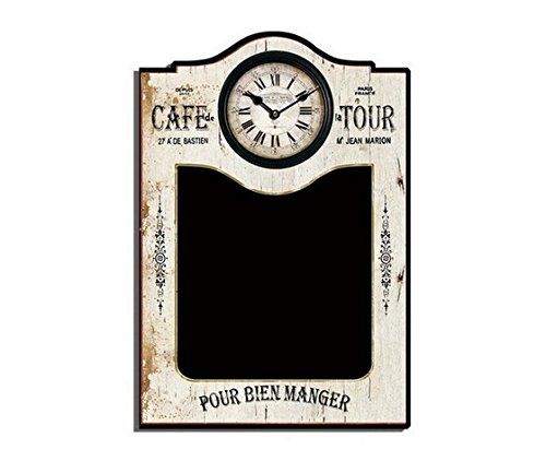 MAXIOCCASIONI Lavagna con Orologio, cornice Bianca, Vintage ▾, Cucina, sbarra, bar