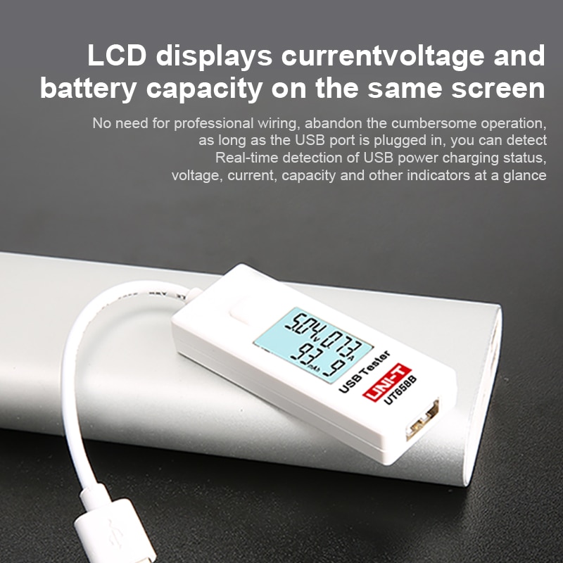 Usb Tester UNI-T UT658 UT658B Mobiele Telefoon Notebook Mobiele Power Veiligheid Monitor 3.0V-9.0V/0.0A-3.0A Lage Waarschuwing Lcd Display