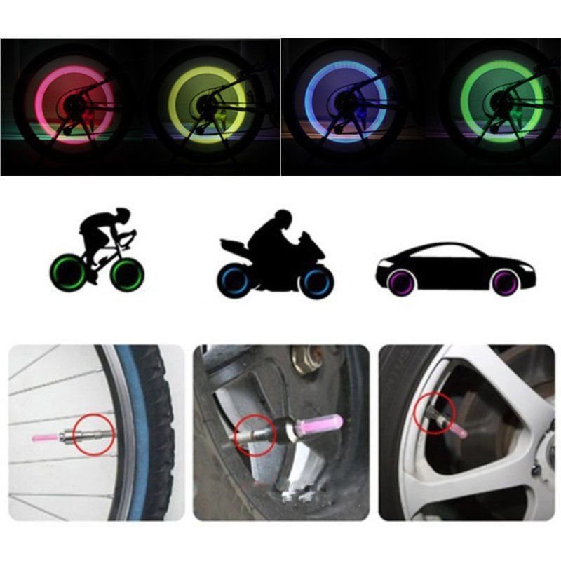 Cykel led lys dæk ventil cap cap cykel flash lys mountainbike cykling dæk hjul lys førte neon lampe dækhjul