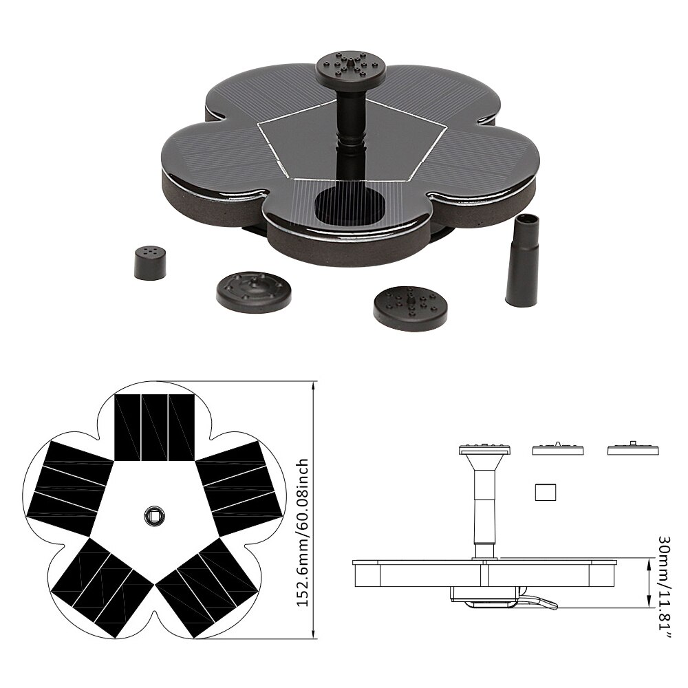 Sol fontän pump utomhus trädgård pool damm solpanel flytande solpanel driven fontän vattenpump trädgård dekoration
