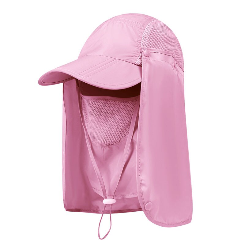 Gorros con solapa de nailon de secado rápido para exteriores, con correa para la barbilla, protección UV de 360 grados, mascarilla facial plegable empaquetable: P