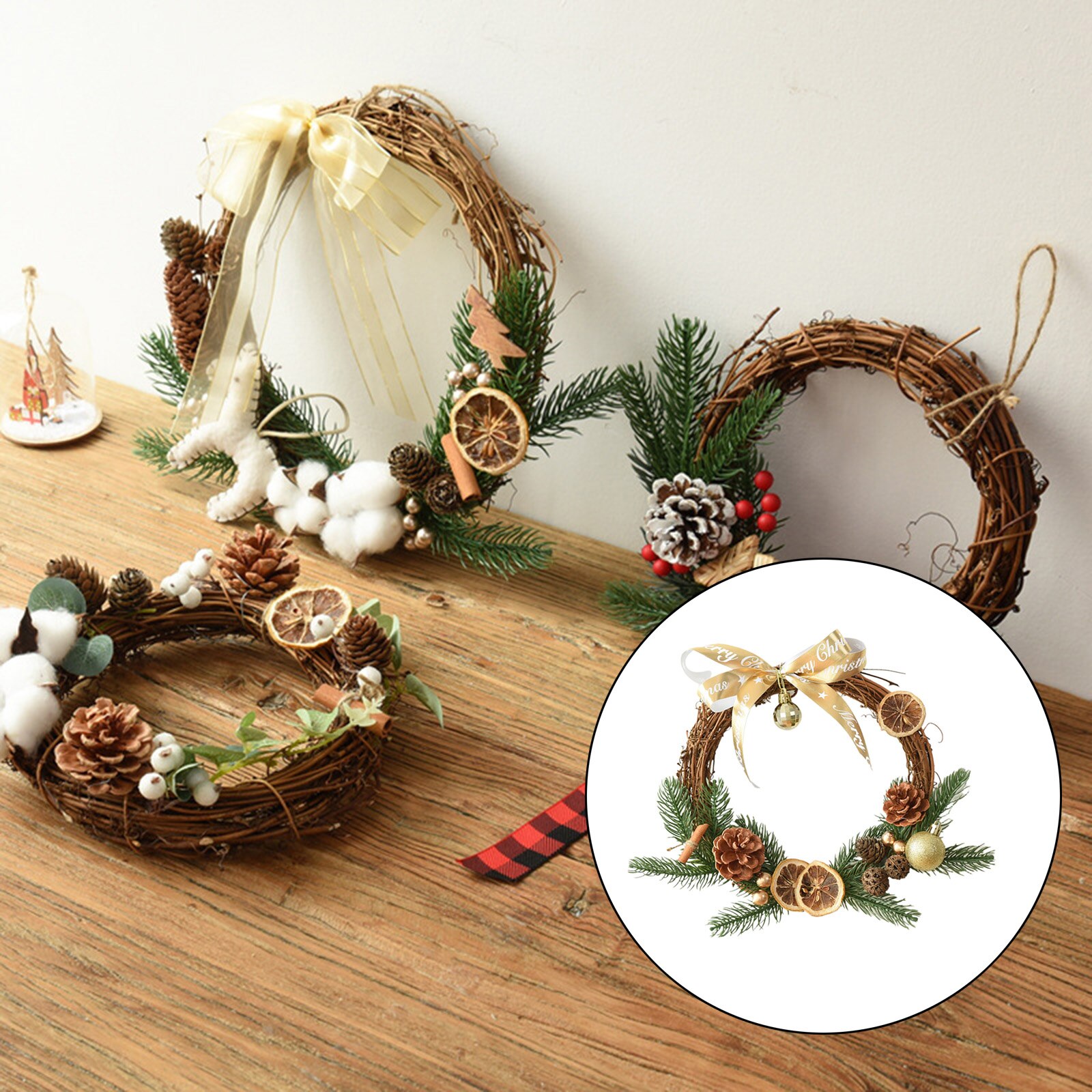 Kerst Krans Lint Grenen Takje Voordeur Raam Muur Opknoping Ornament