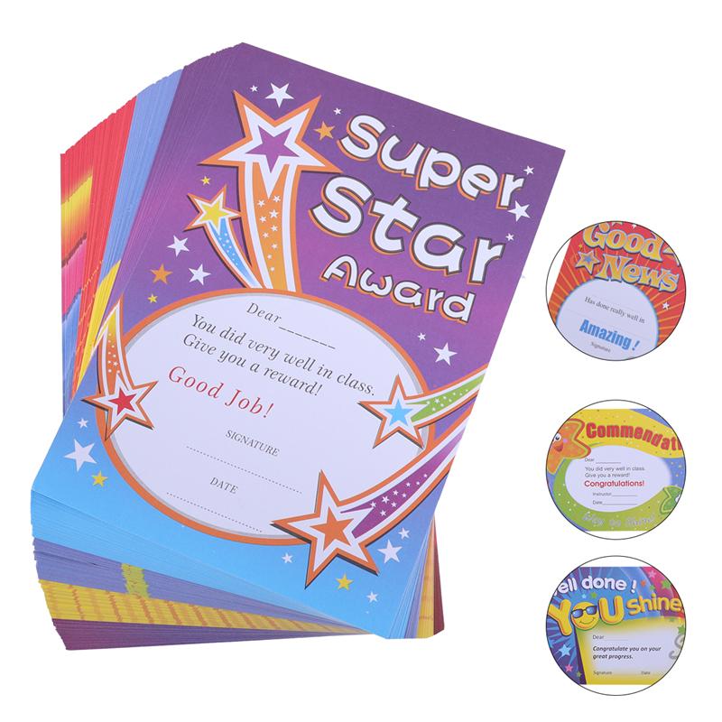 100Pcs A5 Certificate of Commendation Cartoon Letter of Commendation for Kids School Supplies (4 styles, 25pcs for each style)