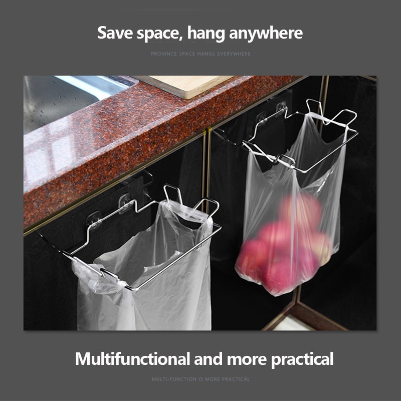 Trash Bag Holder Storage Rack Organizer Garbage Hanging Cupboard Cabinet Door Rubbish Bags Towel Holding Kitchen Trash Holder