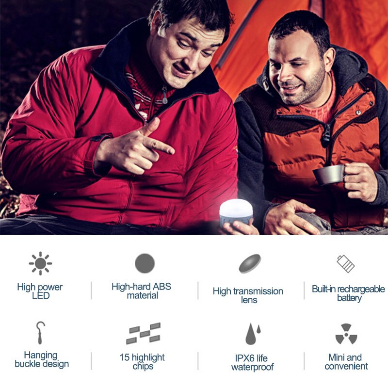 Portable Lantern Camping Lights USB Rechargeable IP65 Waterproof Lamp LED Lantern Emergency Lights Outdoor Hanging Tent Light