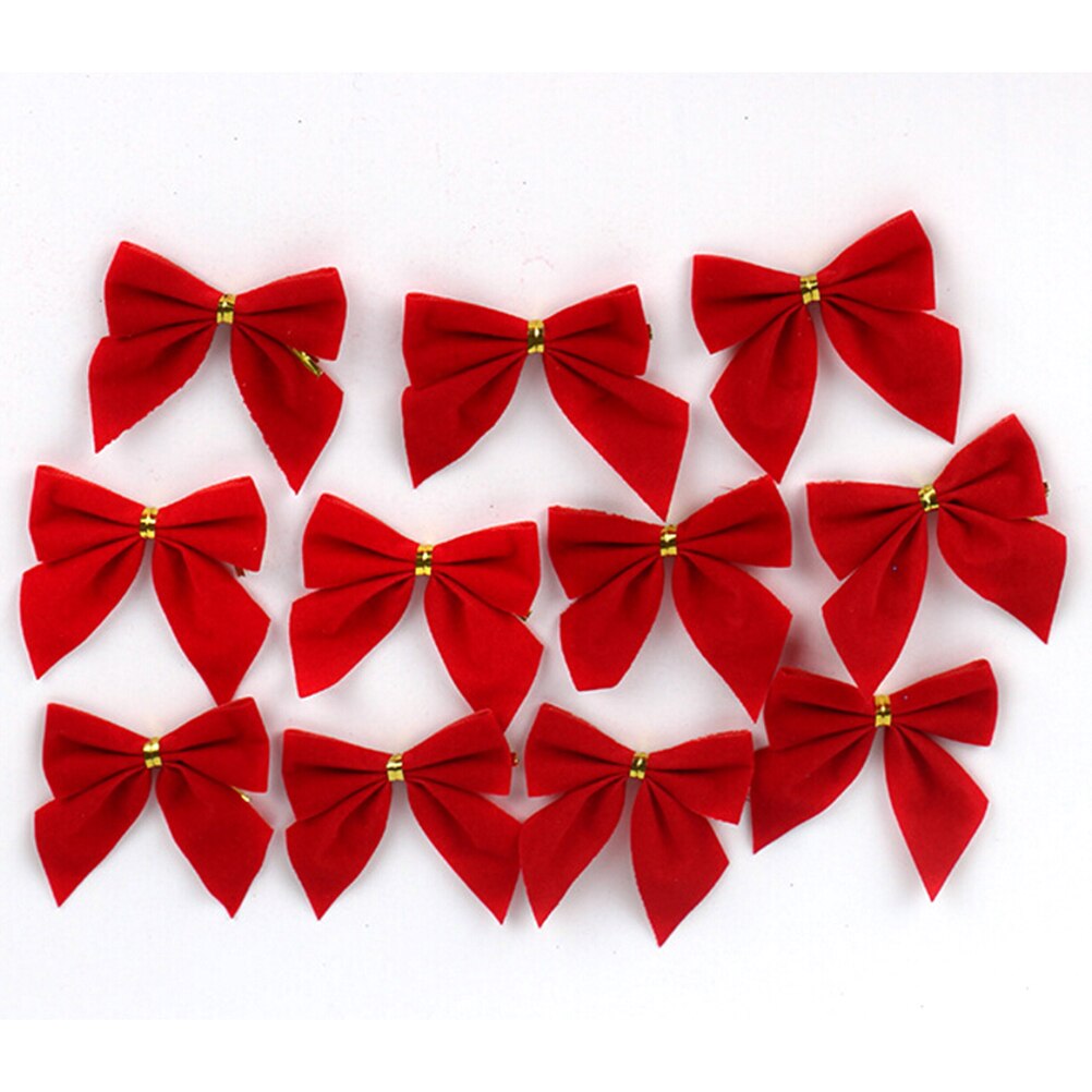 12 stuks kerstboomversiering met strik, kerstballen, kerstversiering, kerstversiering, benodigdheden voor rood, goud en zilver