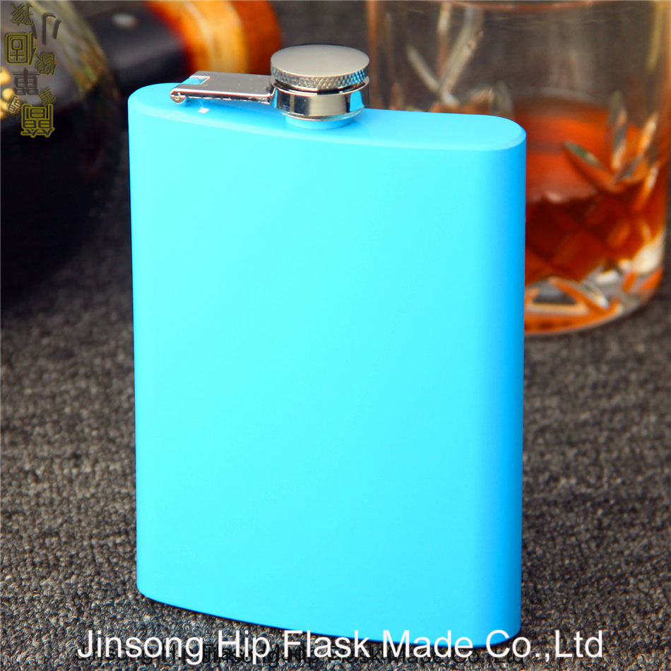 1 PC 227 ML (8 OZ) fabriek prijs zwart rvs heupfles draagbare outdoor 8 OZ rvs heupfles: Blue