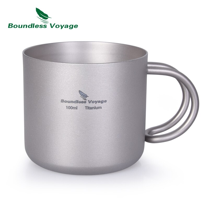 Taza de doble pared de titanio con mango para vino, café, té, acampada al aire libre, Picnic, 100ml