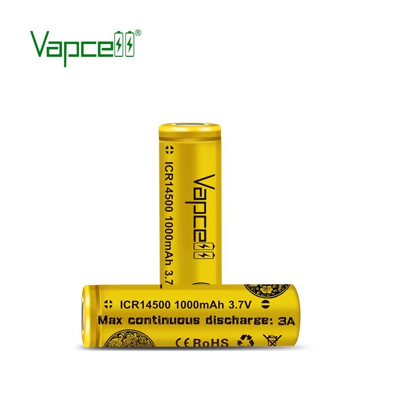 2pcs Vapcell 14500 battery 1000mah 3A mini lithium battery ICR14500 14500p For flashlights small power tools