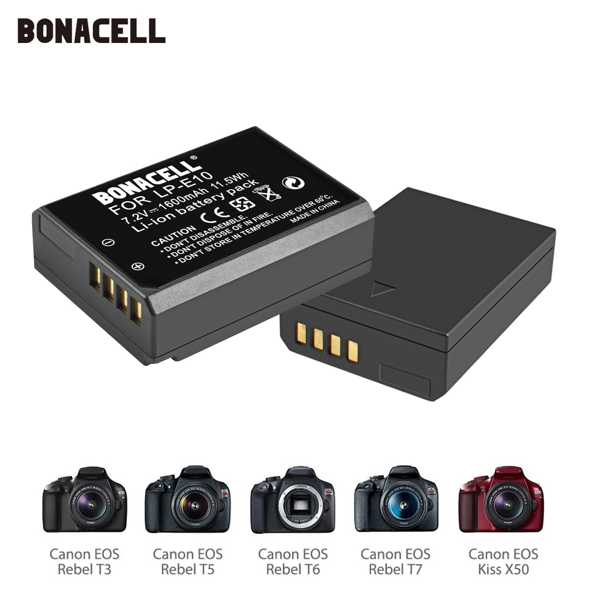Bonacell LP-E10 LPE10 Lp E10 Digitale Camera Batterij Voor Canon Eos 1100D 1200D 1300D 2000D Rebel T3 T5 T6 Kus x50 X70 Batterij L5