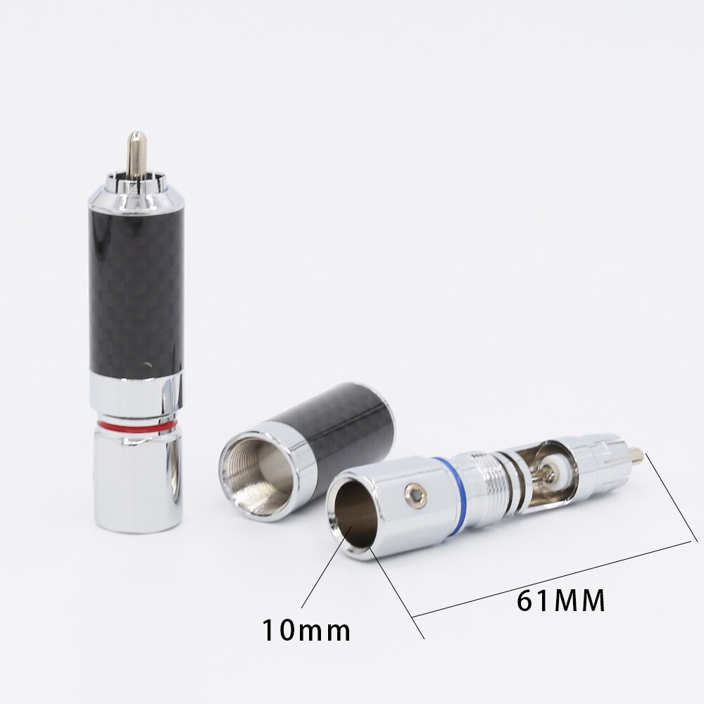 4Pieces Hi-End rhodium plated Carbon Fiber RCA Plug Connector