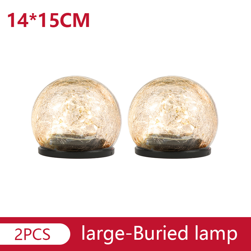 Outdoor LED Solar Court Crack Glass Ball Light Buried Garden Grass Lamp Balcony Layout Decoration Christmas Waterproof Light: 15cm 2PCS