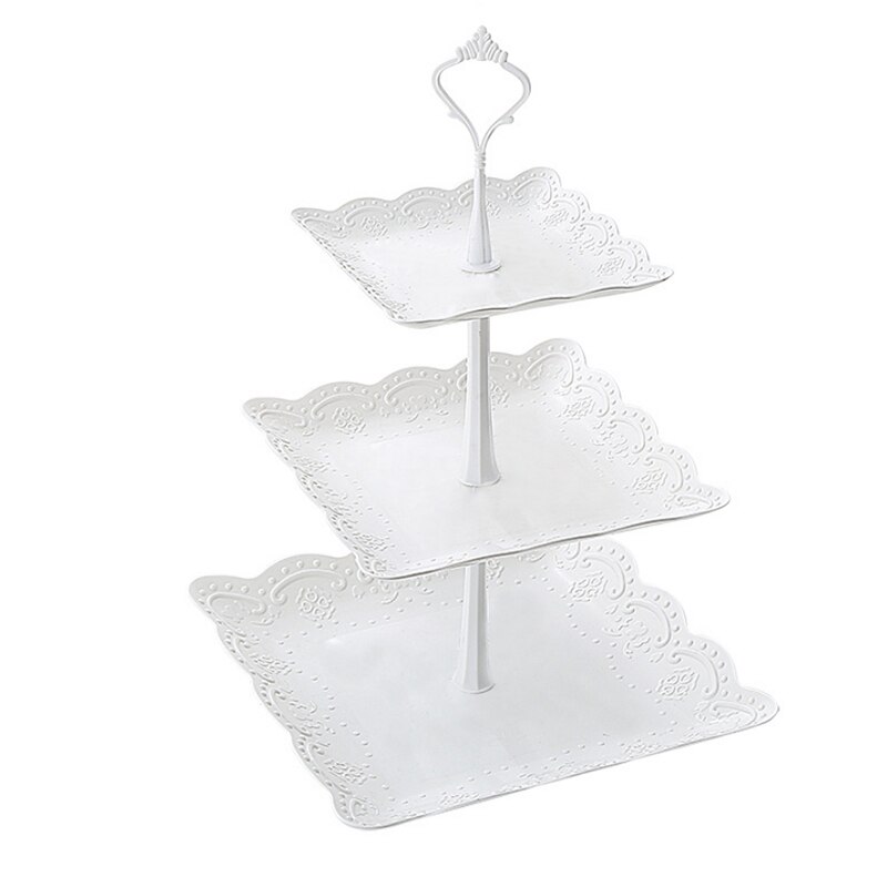 3 Tier Plastic Cake Stand Afternoon Tea Wedding Plates Party Tableware Bakeware Cake Shop Three Layer Cake Rack Storage Tray: 3