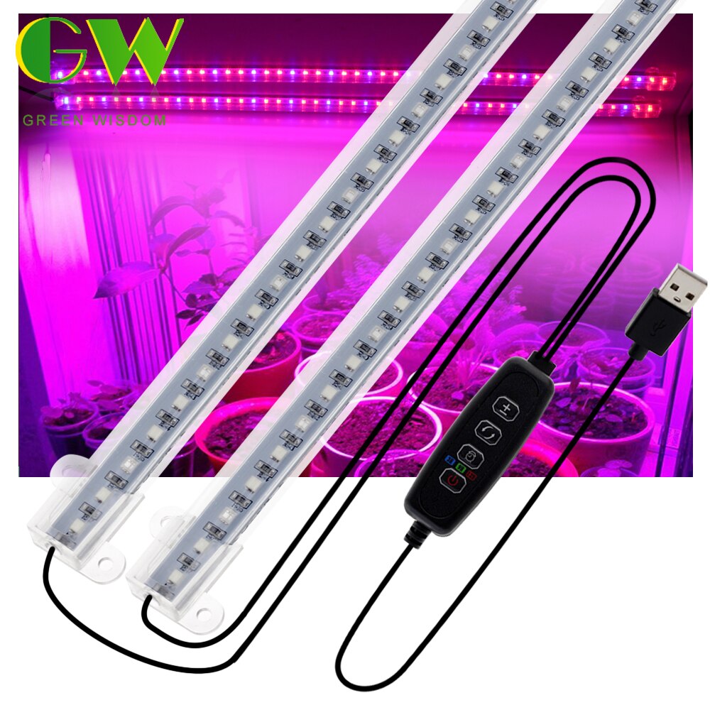 Dimmable LED Grow Light Full Spectrum USB Indoor Plant Growth Lights Strip with Controller LED Bars for Greenhouse Veg Seedlings