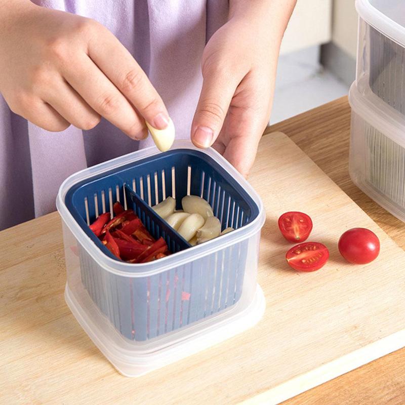 Escurridor de cebolla verde compartimentada, caja de accesorios de almacenamiento para mantener fresca la cebolla sellada, Kit Y3Q0