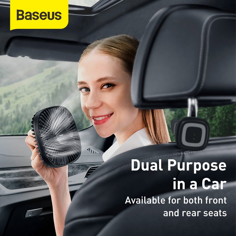 Baseus Magnetic Car Air Cooling Fan 360 Rotation Back Seat Cooler Fan With 1000mAh Battery For Auto Air Conditioner Cooler Fan