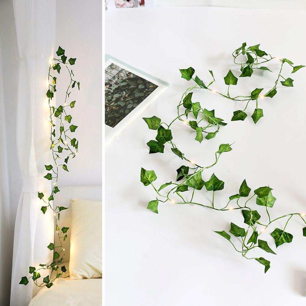 2m/ 20 led kunstige planter streng lys grøn blad efeu vin fe lys streng ahorn blade lampe krans gør-det-selv hængende belysning