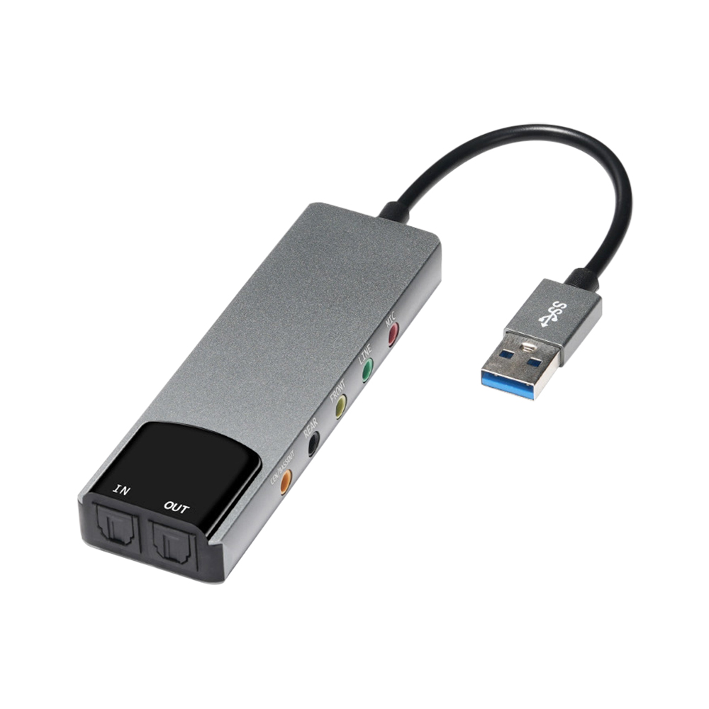 6-in-1 USB External Optical Sound Card Multifunction Audio Converter Adapter for Notebook Aluminium Sound Card
