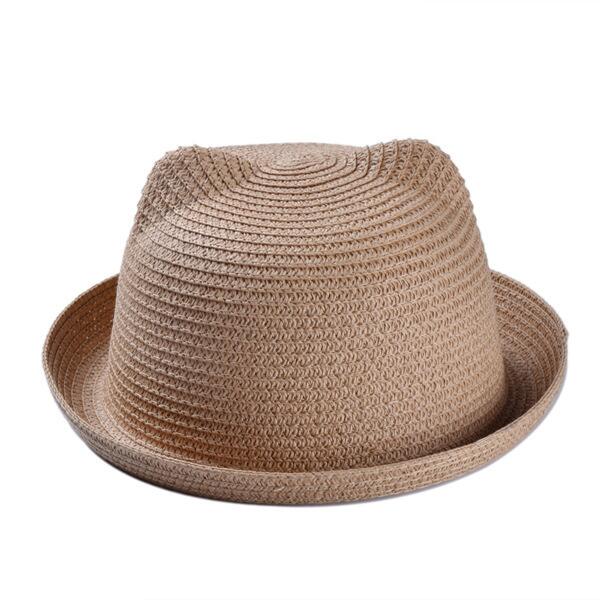 Stro Hoeden Kids Karakter Oor Decoratie Zomer Cap Baby Zonnehoed Voor Meisje Jongens Emmer Cap Voor Kinderen Hoed Strand panama Caps