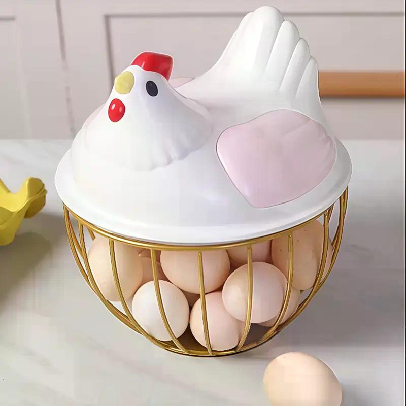 Chicken Egg Basket Metal Wire Chicken Egg Storage Basket Cute Portable Chicken Egg Holder Fresh Egg Holder for Pantry