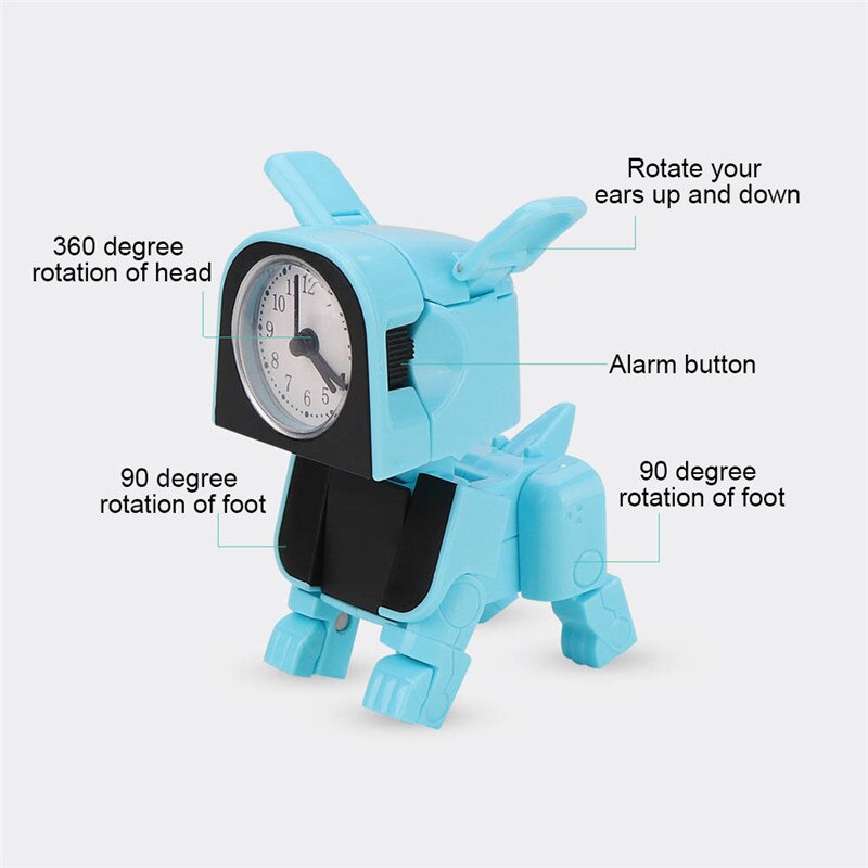 Cute Deformation Alarm Clock Robot Toys Learning Child Mini Dog ClockToys for Children Baby Puppy Walking Kids Toys