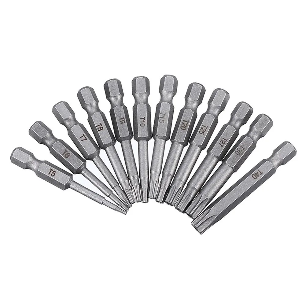 50mm torx skruetrækker bits med hul  t5, t6, t7, t15 t20 t25 t27 t30 1/4 tommer sekskantet skaft elektrisk skruetrækker stjerne bit sæt