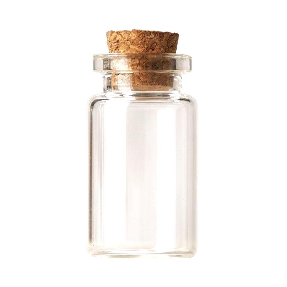 Botella pequeña botella de frascos de vidrio de 1 decoración de PC contenedores DIY Mini mensaje frascos adornos tapón de corcho Mason Jar