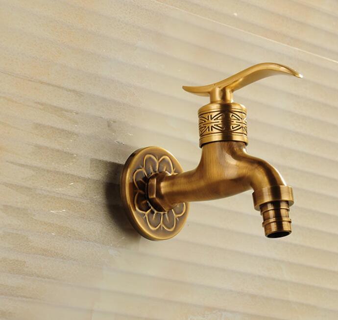 Antique brass decorative garden faucets single cold bibcocks washing machine tap outdoor faucet