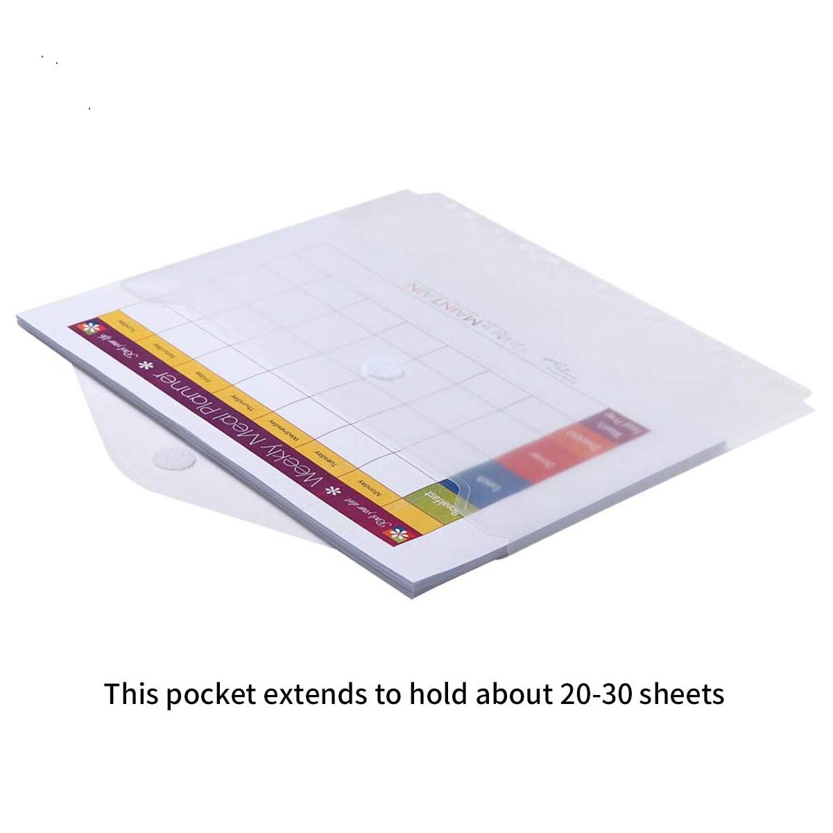 Enveloppe plastique pour dossiers, 11 trous, format A4, pochette, insertion de Pages pour classeurs, avec fermeture Velcro robuste, couleurs assorties,