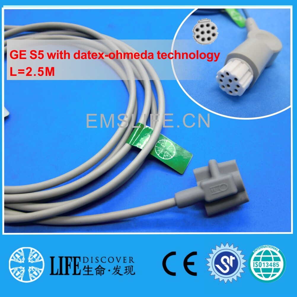 Lange Kabel Awt Volwassen Vinger Clip Spo2 Sensor Voor Ge S/5 Met Datex-Ohmeda Technologie: Neonate silicone