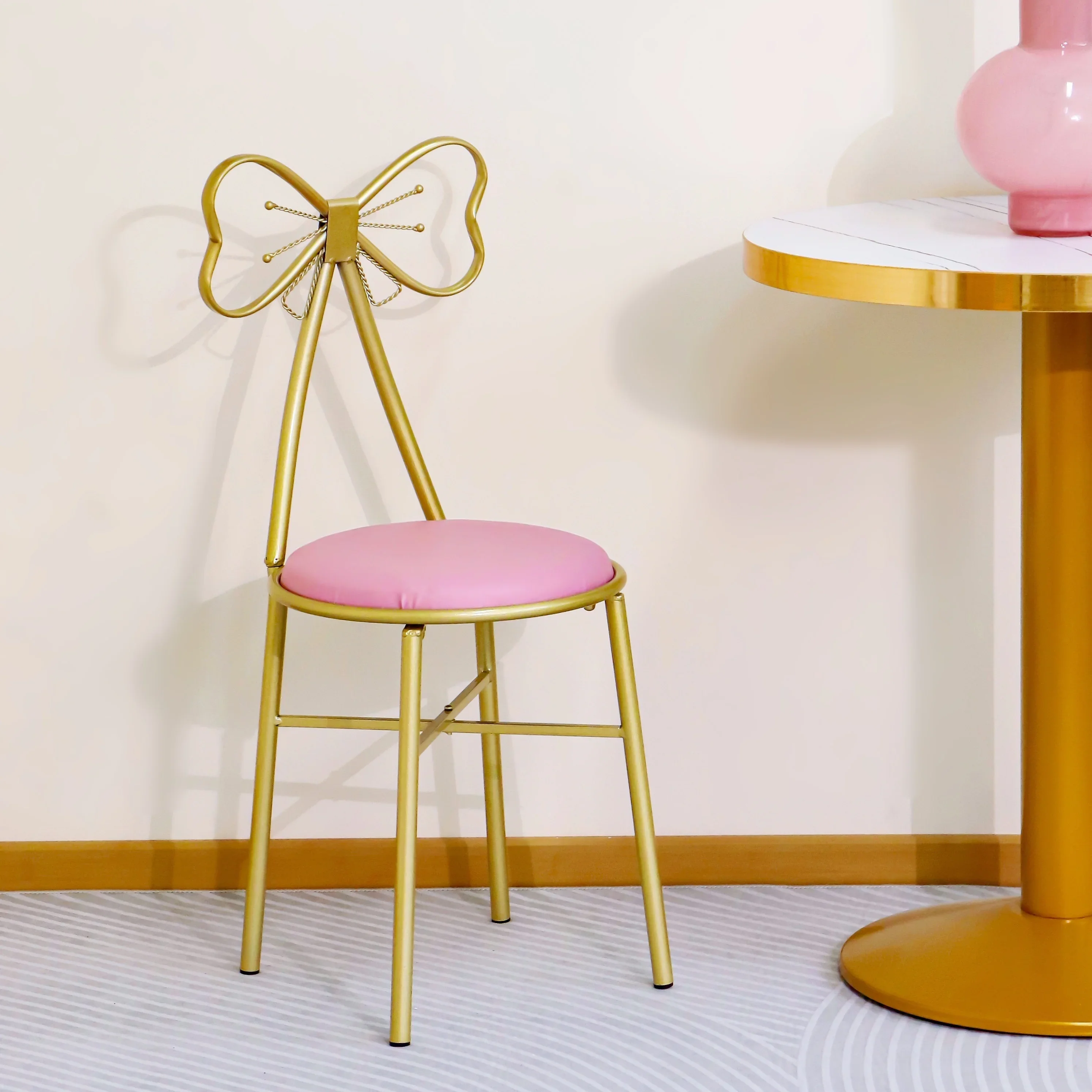 1 unidad, silla de maquillaje de mariposa con respaldo desmontable, silla de manicura, dormitorio de unidad pequeña, taburete de tocador para niña