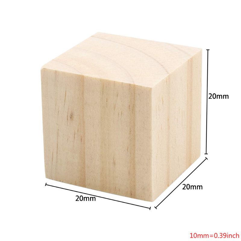 Wooden Cubes Natural Unfinished Craft Wood Blocks for Baby Shower Pack of 20 BX0D