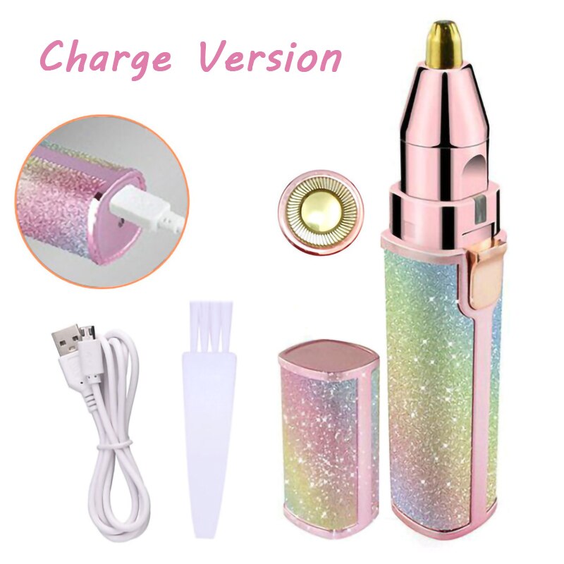 2 In 1 Elektrische Wenkbrauw Trimmer Pijnloos Epilator Vrouwen Draagbare Mini Scheerapparaat Make-Up Wenkbrauw Trimmen Wasbare: E