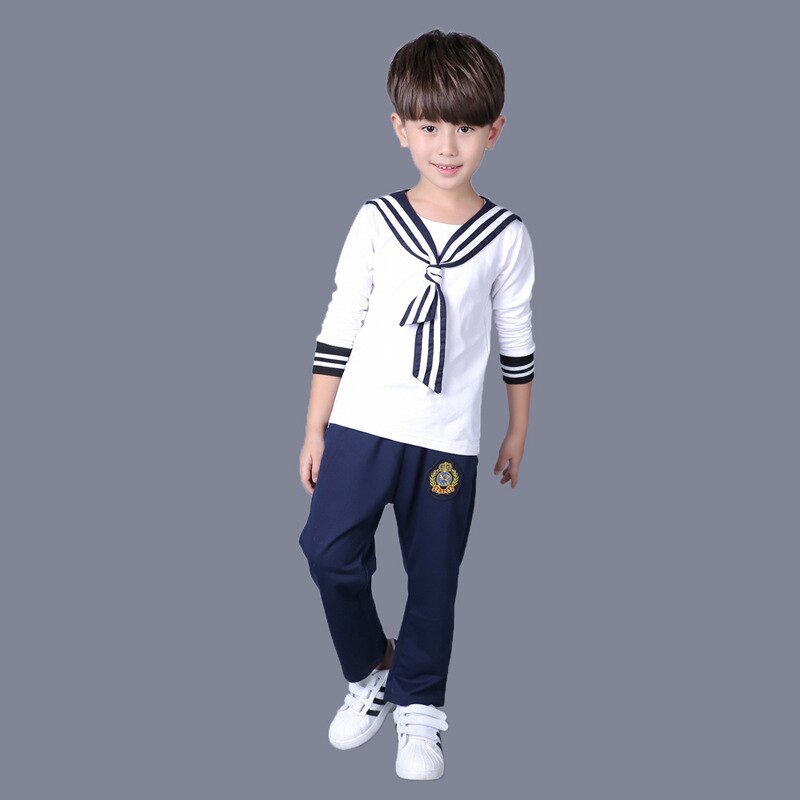 Autumn 100% Cotton kindergarten Boys School Class Sailor School Uniforms Children's Japanese Girls Navy Sailor Uniforms